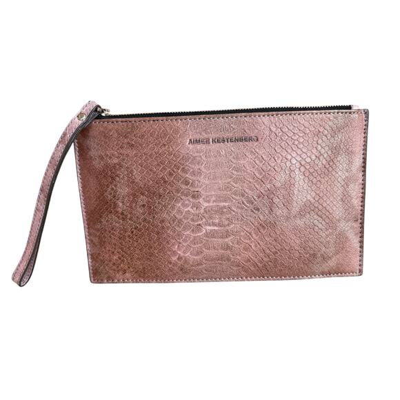 Aimee Kestenberg Snake Embossed Wristlet Clutch Bag - Picture 1 of 5